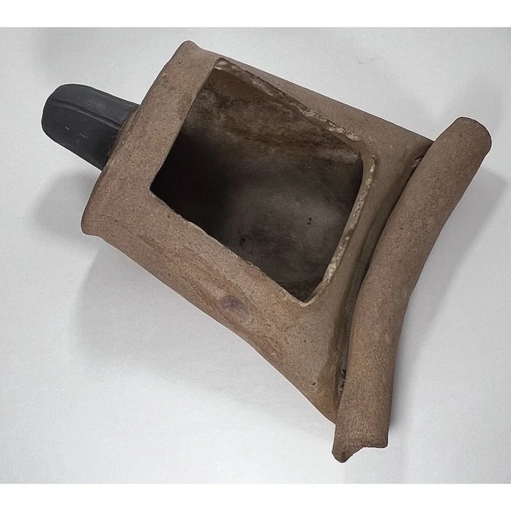 Vintage Pottery Planter Unique Paint Tube Stoneware Ikebana
